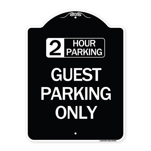 Signmission 2 Hour Parking Guest Parking Only Heavy-Gauge Aluminum Architectural Sign, 24" x 18", BW-1824-24496 A-DES-BW-1824-24496 - main